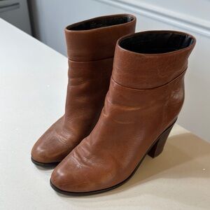 Kenneth Cole New York Brown Ankle Boots with Smooth Leather and Slouchy Shaft